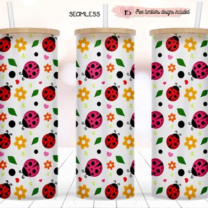 Design bicchiere Ladybug 25oz, Design wrap Ladybug, Design digitale a sublimazione, Wrap Ladybug carino 25oz, Design wrap 25oz, Download immediato