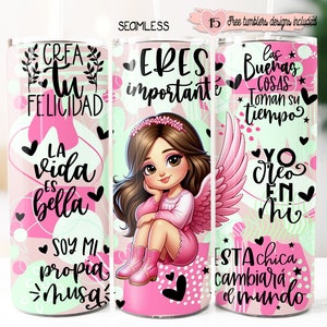Spanish Positive Quotes 20oz Tumbler Wrap (Digital Design)