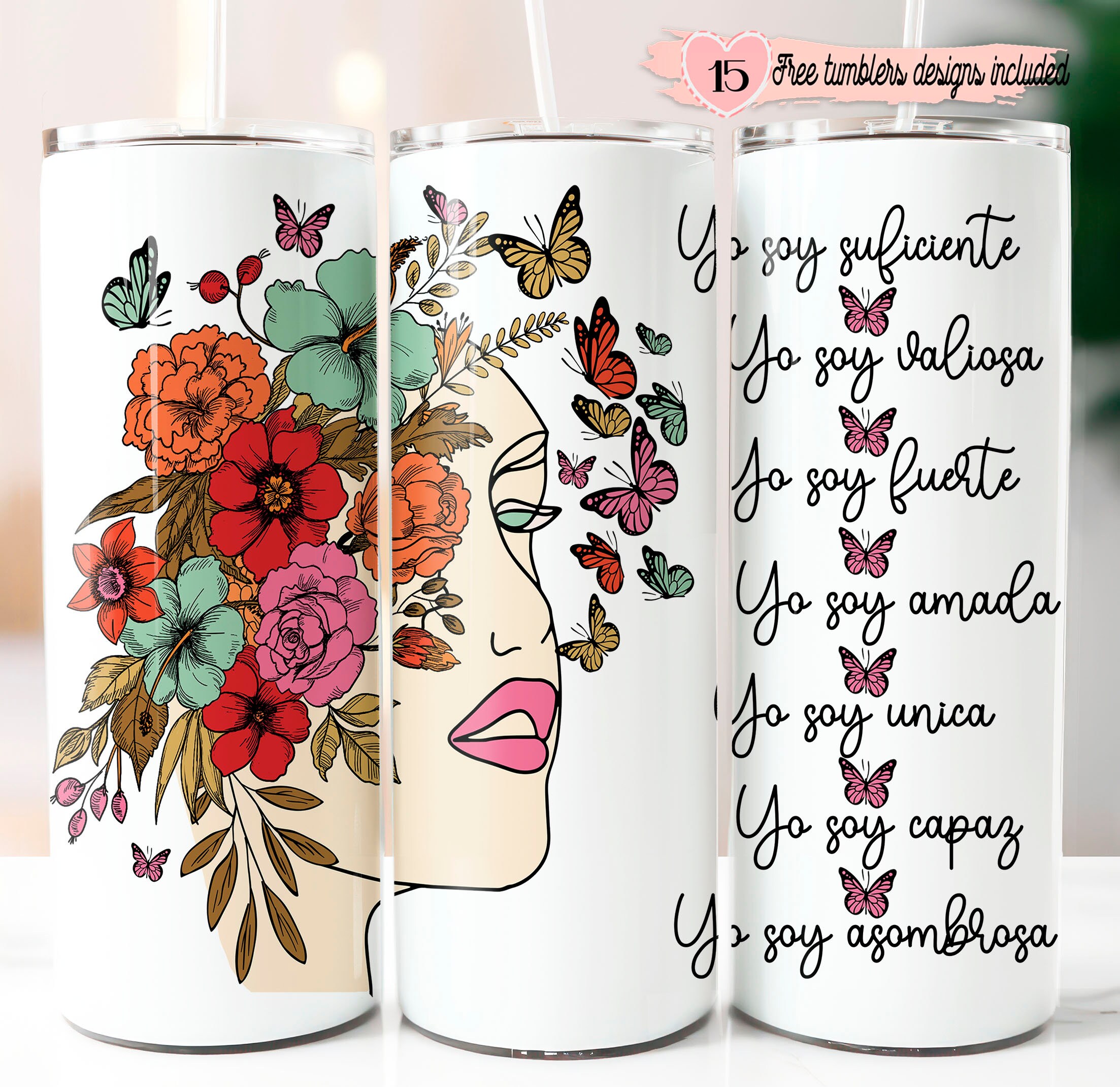 Spanish Positive Affirmations 20oz Tumbler Wrap (Digital Design)