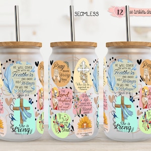Christian motiverende 16oz wrap, 16oz Libbey Glass Can Tumbler, sublimatieontwerp, motiverend digitaal ontwerp, inspirerende christen
