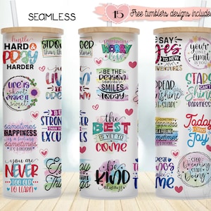 Gobelet Libbey motivant de 25 oz en verre dépoli, emballage de café, sublimation transparente, gobelet citations inspirantes, emballage positif