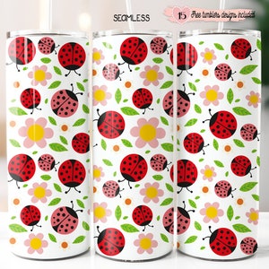 Süße Marienkäfer 20 Unzen Wrap Design, Ladybug Digital Design, Sublimation 20 Unzen Design, Skinny Tumbler Wrap, Sofort Download, Marienkäfer wickeln Design