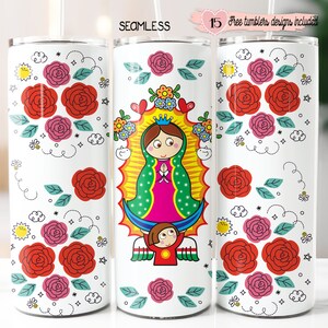 Virgen de Guadalupe Tumbler Design: Floral 20oz Sublimation (Digital Download)