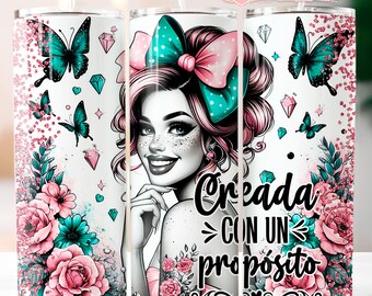 Diseño de envoltura para vaso de 20 oz con versículo bíblico en español (descarga digital)