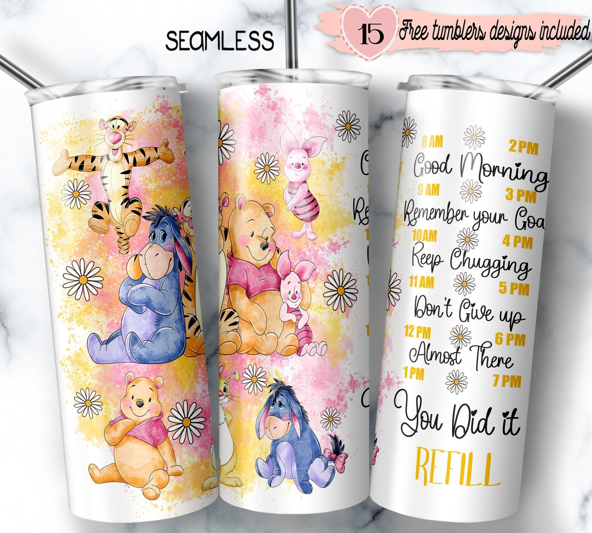 WINNIE THE POOH 20 Oz Tumbler with 1 Lid, 2 Straws and 1 Straw Cleaner –  JayBugGoodies