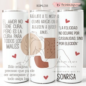 Spanische Positive 20 Unzen Verpackung, digitales Sublimationsdesign, 20 Unzen digitales Design, motivierende spanische 20 Unzen Verpackung, inspirierende Zitate Design