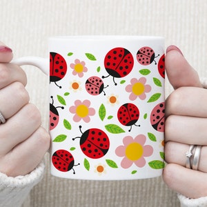 Ladybug Mug Design, Digital Sublimation design, 11oz /15oz Mug Digital Design, PNG Digital Mug Design, Cute Ladybug Design, Ladybug mug