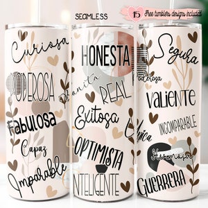Spaans positief 20oz-ontwerp, Mujer motiverende 20oz-wrap, digitaal sublimatieontwerp, 20oz digitaal ontwerp, Espanol-bekerontwerp, mujer