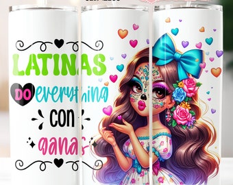 Envoltorio para vaso de 20 oz de la Catrina Latina: Diseño de amor propio español (Descarga digital)
