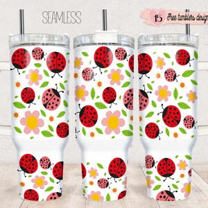Coccinella 40oz Design digitale, Design digitale Coccinella floreale, Design a sublimazione 40oz, Design spagnolo floreale 40oz, Design a sublimazione Coccinella 40oz