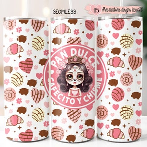 Design Catrina 20 oz, papier d'emballage Cafe y Chisme 20 oz, design par sublimation numérique, design Cafe y Pan, design Espanol Tumbler, Dia de Muertos 20 oz