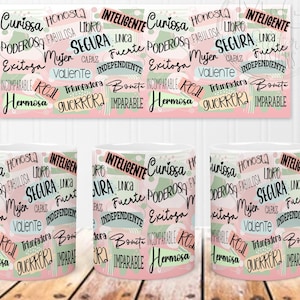 Spanische Motivationstasse Design, Digitales Sublimationsdesign, 11 Unze / 15 Unze Tasse Digitales Design, PNG Digitales Tassendesign, positiv inspirierend