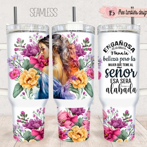 Spanish 40oz Digital design, Religious Spanish Digital Design, 40oz Sublimation Design, Floral Religious 40oz Spanish Design, Sublimation
