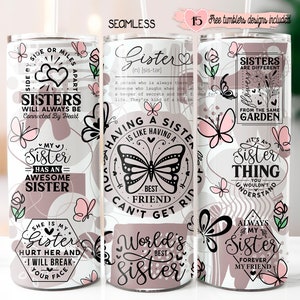 Diseño de hermana, Diseño de sublimación digital, Diseño digital de vaso, Diseño de vaso sin costuras, Descarga instantánea, Diseño de citas de hermana, Hermana