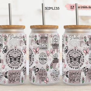 Schwester motivierende 16 Unzen Verpackung, 16 Unzen Glasdosenverpackung, Sublimationsdesign, inspirierendes digitales Design, Schwester inspirierende Zitate Design