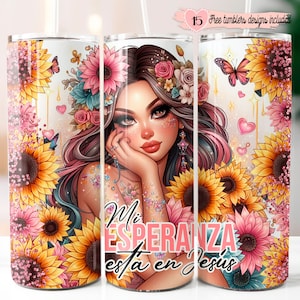 Bible Verse Spanish 20oz Design, Versiculo en espanol 20oz wrap, Digital Sublimation design, Mi esperanza esta en Jesus, 20oz spanish Design