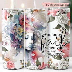 Positive Motivation 20 Unzen Wrap, Digital Sublimation Design, 20 Unze Floral Digital Design, Positive Tumbler Design, Inspirational Zitate Design