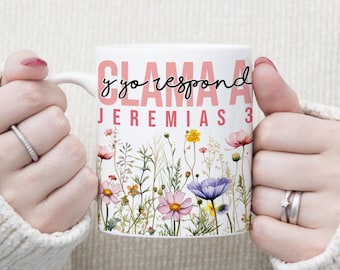 Design della tazza con versetto della Bibbia in spagnolo: regalo ispiratore floreale (design digitale)