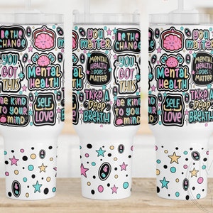 Diseño digital de salud mental de 40 oz, diseño digital de salud mental, diseño de sublimación de 40 oz, arcoíris de 40 oz, envoltura de salud mental de 40 oz, salud