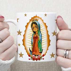 Diseño de taza de la Virgen de Guadalupe, diseño de sublimación digital, diseño digital de taza de 11 oz / 15 oz, diseño de taza digital PNG, diseño de la Virgen Mexicana