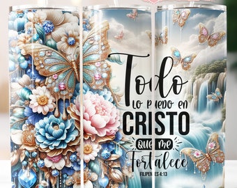 Spaans bijbelvers 20oz bekerwikkelontwerp (digitale download)