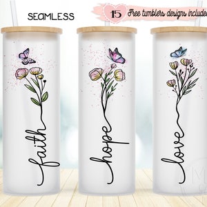Gobelet Libbey motivant en verre givré de 25 oz, conception d'emballage de café, conception sans couture de sublimation, téléchargement immédiat de conception de 25 oz, papier d'emballage chrétien