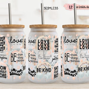 Emballage auto-amoureux de 16 oz, Design pour gobelet de 16 oz, Motif sublimation, Emballage motivant, Saint-Valentin Amour de soi, Emballage numérique inspirant