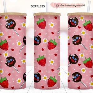 Erdbeere 25 Unzen Tumbler Design, Erdbeer-Wrap-Design, Sublimation Digital Design, süße Paleta Payaso 25 Unzen Wrap, 25 Unzen Wrap, sofort herunterladen