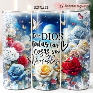 Bible Verse Spanish 20oz Design, Positive Motivational 20oz wrap, Digital Sublimation design, Versiculos Spanish Design, Espanol Wrap Design