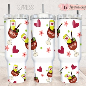 40oz Tumbler sublimation wrap, Valentine Day 40oz Tumbler Design, Michelada design wrap, 40oz Digital Design, Spanish Amor 40oz Digital Wrap