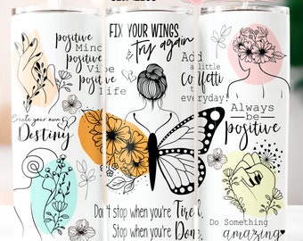 Positive Quotes 20oz Tumbler Wrap: Inspirational Design (Digital Download)