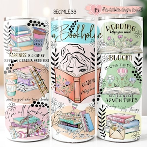 Envoltorio para amantes de los libros de 20 oz, diseño de sublimación digital, diseño digital de 20 oz, vaso inspirador para la lectura, diseño con frases motivacionales para amantes de los libros