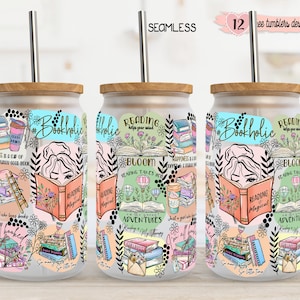 Emballage de 16 oz pour les amateurs de livres, design de gobelet de 16 oz, design par sublimation, design numérique motivant, design de lecture inspirante, citations de livres.