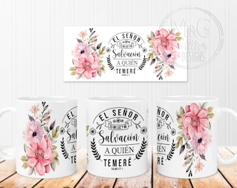 Spanish Bible Verse Mug Design: Floral Inspirational PNG (Digital Design)