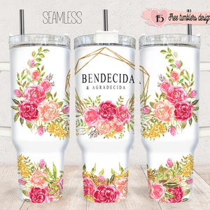 Design numérique espagnol 40 oz, design numérique espagnol religieux, sublimation 40 oz, design espagnol floral religieux 40 oz, sublimation