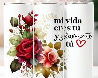 Envoltorio floral para vaso de 20 oz con el Día de San Valentín (diseño digital)