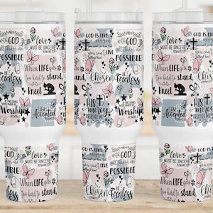 Vaso cristiano de 40 oz, envoltura para vaso de 40 oz (sublimación), vaso de 40 oz (PNG), diseño de sublimación de 40 oz, diseño digital cristiano de 40 oz, mariposa