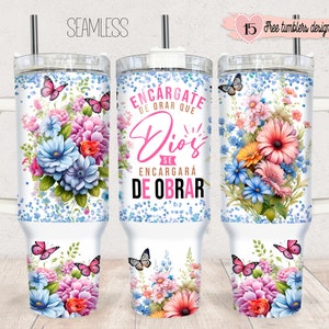 Spanish 40oz Digital design, Religious Spanish Digital Design, 40oz Sublimation Design, Floral Religious 40oz Spanish Design, Sublimation