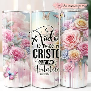 Bible Verse Spanish 20oz Design, Positive Motivational 20oz wrap, Digital Sublimation design, Versiculos Spanish Design, Espanol Wrap Design