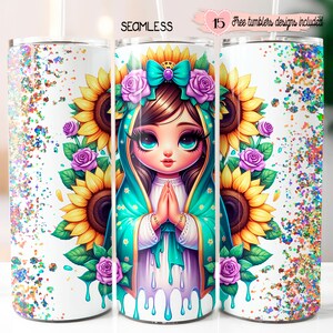 Virgen de Guadalupe Tumbler Design: Sunflower 20oz Wrap (Digital Download)