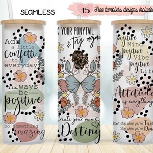 Envoltura motivacional para vaso de 25 oz, diseño para envolver café, diseño sin costuras por sublimación, diseño de 25 oz de descarga instantánea, envoltura inspiradora de mariposa