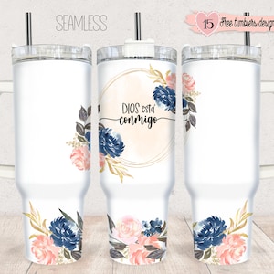 Spanish 40oz Digital design, Religious Spanish Digital Design, 40oz Sublimation Design, Floral Religious 40oz Spanish Design, Sublimation