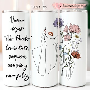 Spanisches positives 20 Unzen Design, positive motivierende 20 Unzen Verpackung, digitales Sublimationsdesign, 20 Unzen digitales Design, Espanol Tumbler Design,