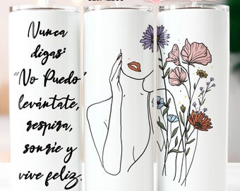 Diseño de envoltura para vaso de 20 oz con cita positiva en español (descarga digital)