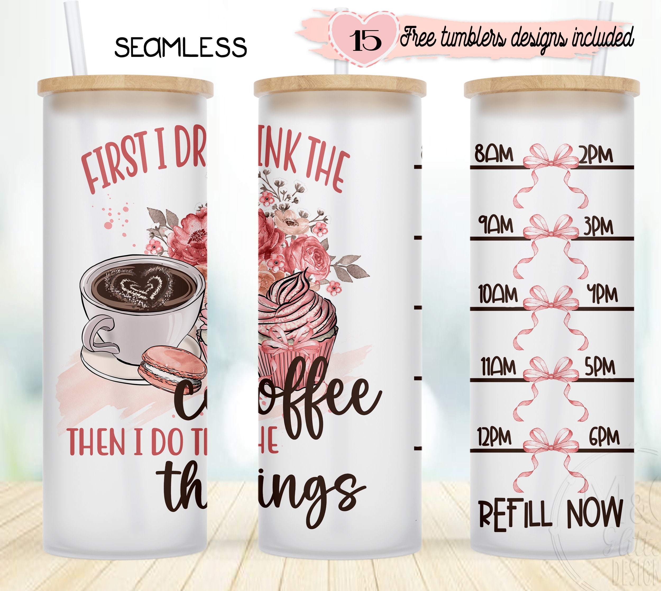 Coffee 25oz Frosted Glass Libbey Tumbler Coffee Wrap Design Etsy