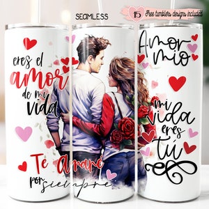 Spaans Valentijnsdag 20oz-ontwerp, Dia del Amor 20oz-wrap, digitaal sublimatieontwerp, Spaans Amor-ontwerp, Espanol 20oz-wrapontwerp, liefde