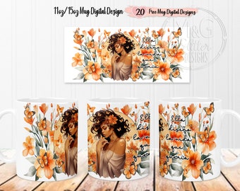Spanish Motivational Mug Design: Floral Woman (Digital Design)