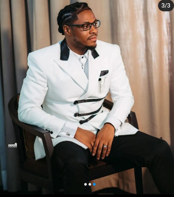 Men White Wedding Suit With Black Stripe/2 Pieces Groom Dress/wedding Suit/african-american  Men Ceremonial Fashion Clothing/men Prom Attire - Etsy