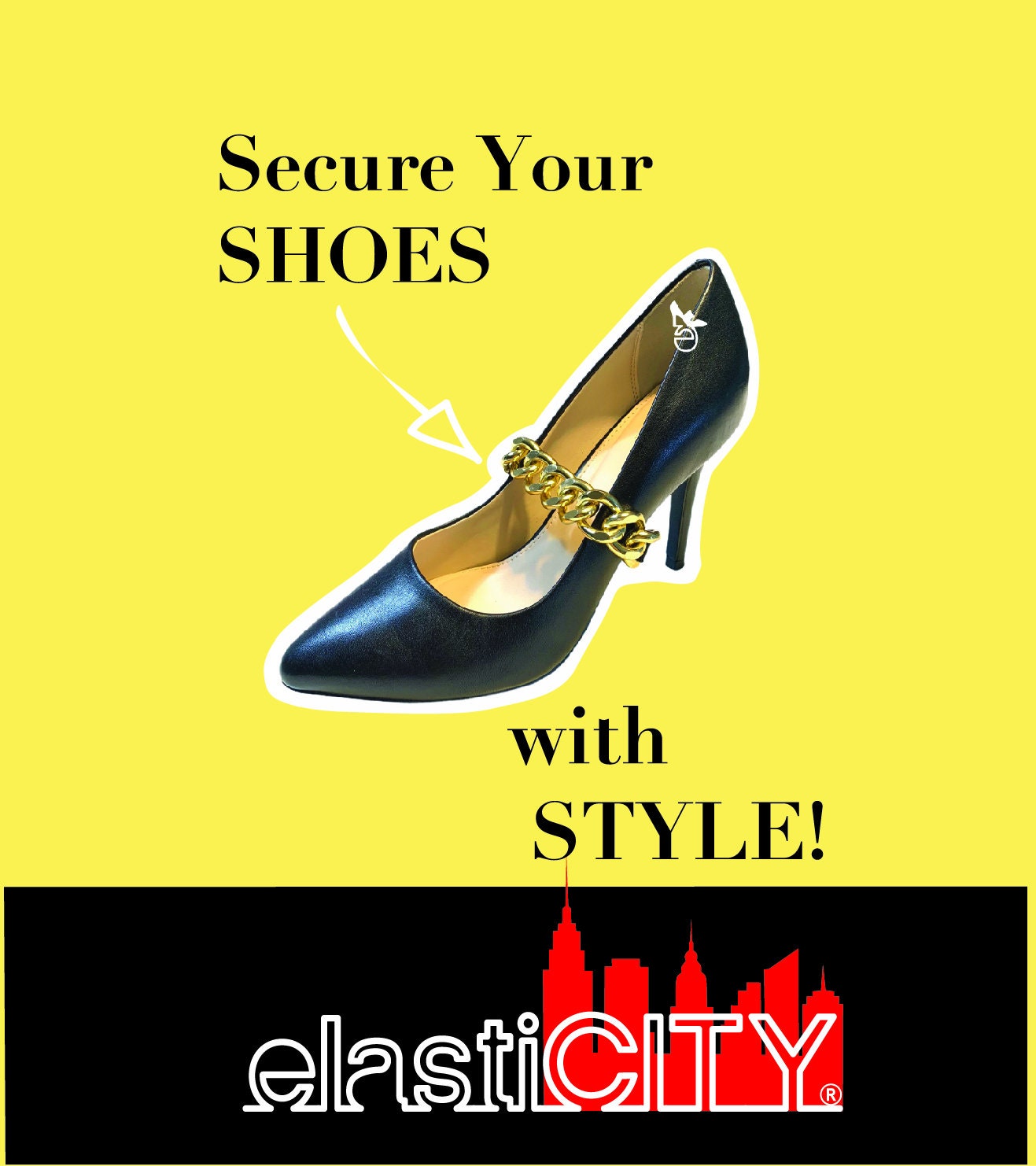 DETACHABLE SHOE STRAP Gold Foil Triangle Design Elastic Strap for Loose Shoes,secure Your Shoes