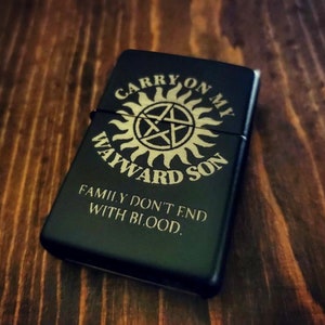 Supernatural Engraved Black Lighter: Sam & Dean Gift